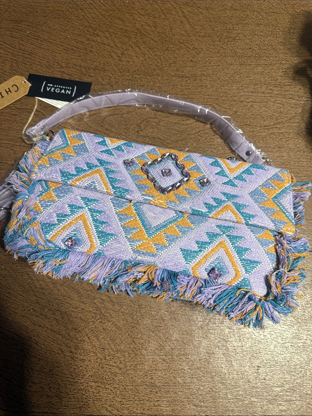 Chic Lavender Geo Embroidered Vegan Clutch.... ChillX by LeMiel